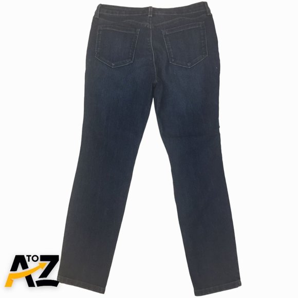 Style & Co Denim Womens Pants SIze 8 Petite Straight Leg Ankle Pockets Flower - Picture 2 of 13